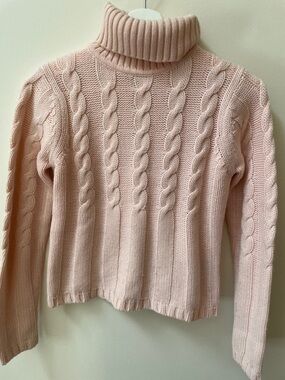 Blush Turtleneck Cable Knit Sweater